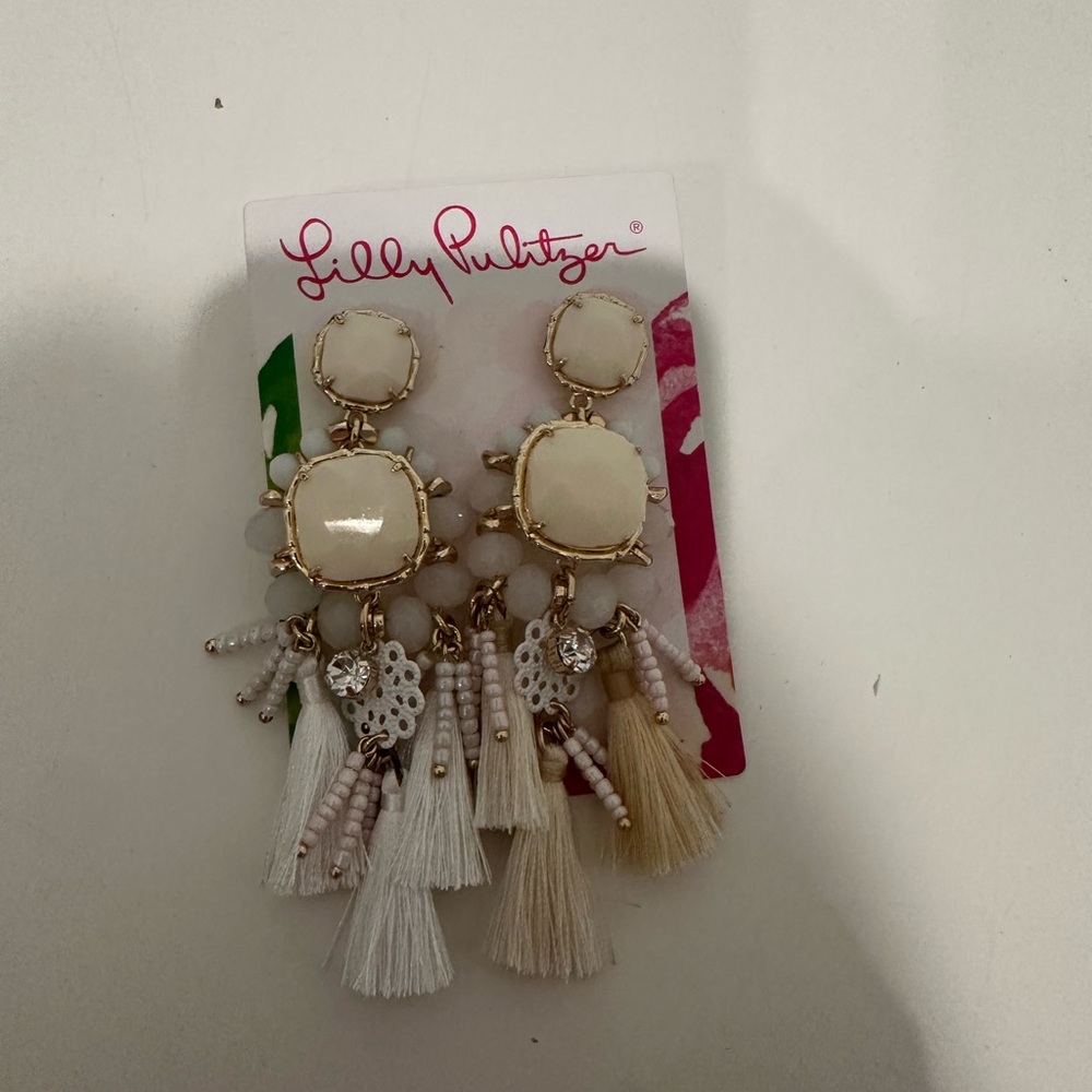 Lilly Pulitzer Waterside Tassel Earrings in Resort White - Picture 3 of 4